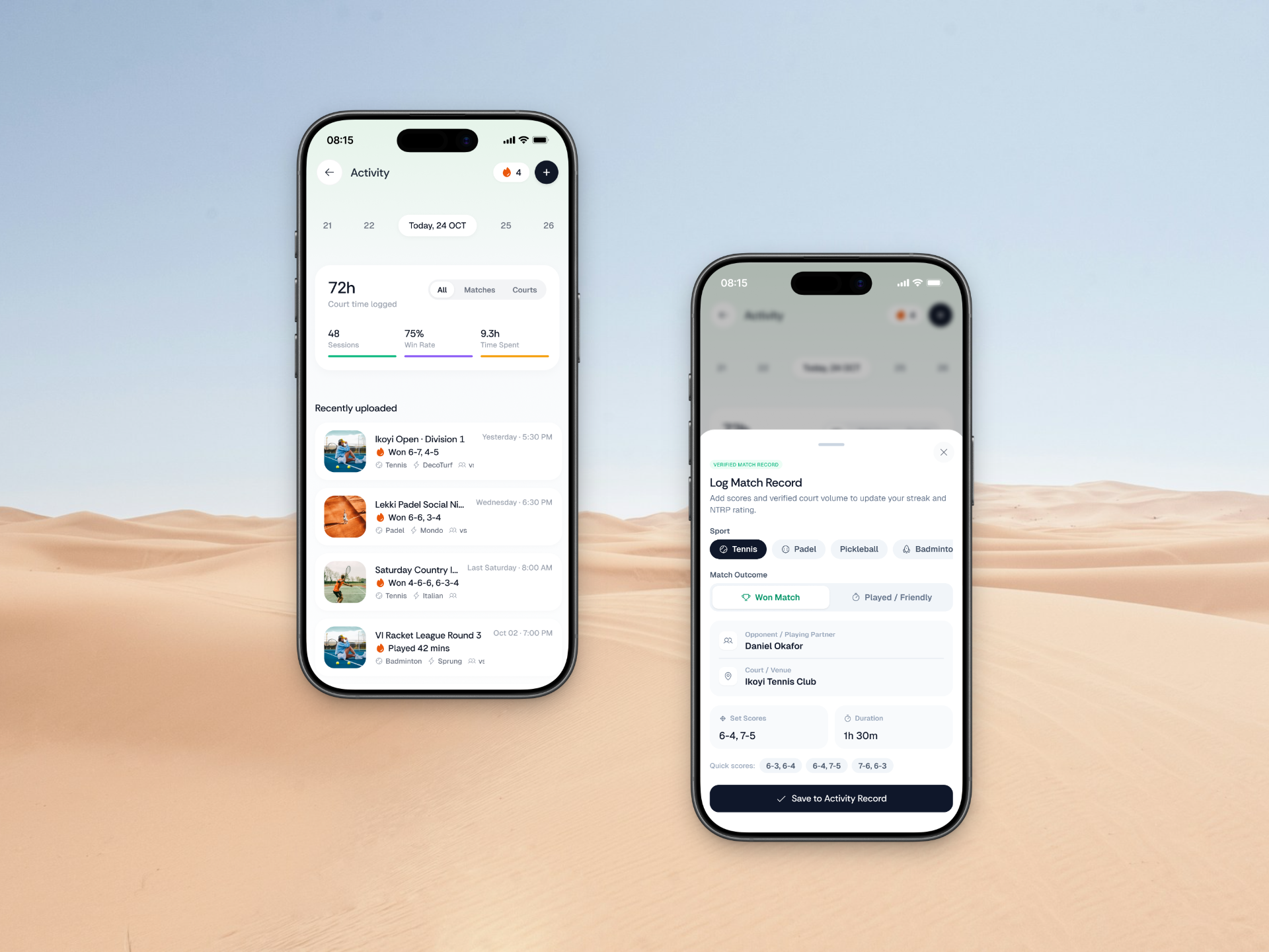 Track your court time,